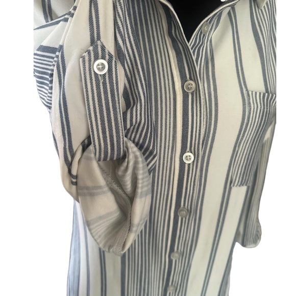 No Coment Button Down Dress With Blue White Stipes Size Large - Picture 3 of 8